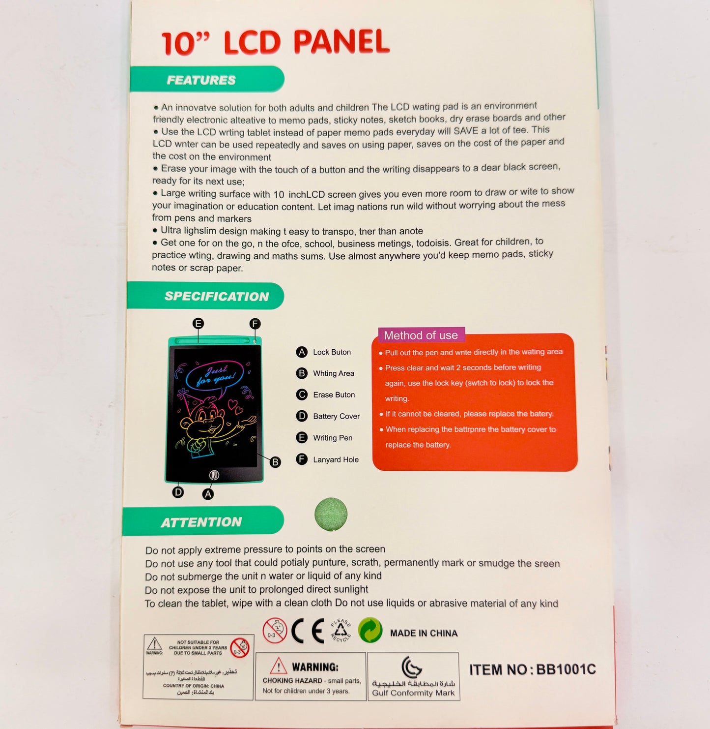 10 inch Writting Tablet